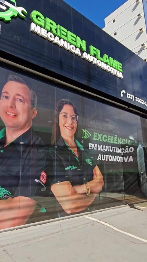 Fachada da Green Flame - Mecânica Automotiva na Av. Fernando Ferrari, Jardim da Penha